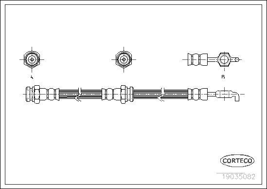 Corteco 19035082 - Гальмівний шланг autocars.com.ua