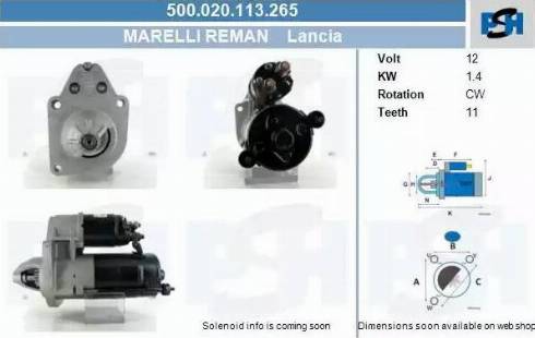 PSH 500.020.113.265 - Стартер autocars.com.ua