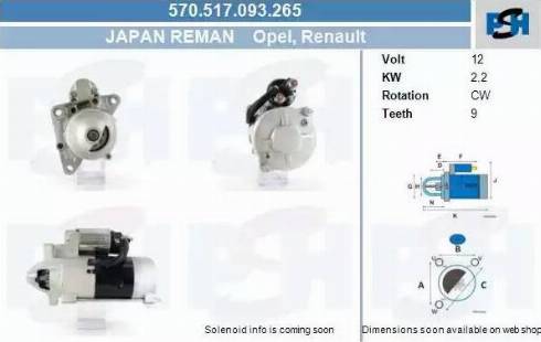 PSH 570.517.093.265 - Стартер autocars.com.ua