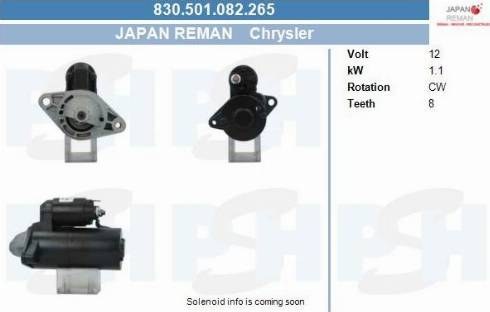 PSH 830.501.082.265 - Стартер autocars.com.ua