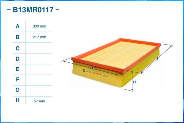 Cworks B13MR0117 - Повітряний фільтр autocars.com.ua