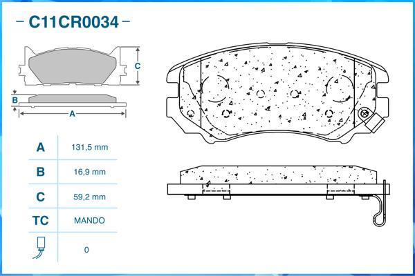 Cworks C11CR0034 - Гальмівні колодки, дискові гальма autocars.com.ua