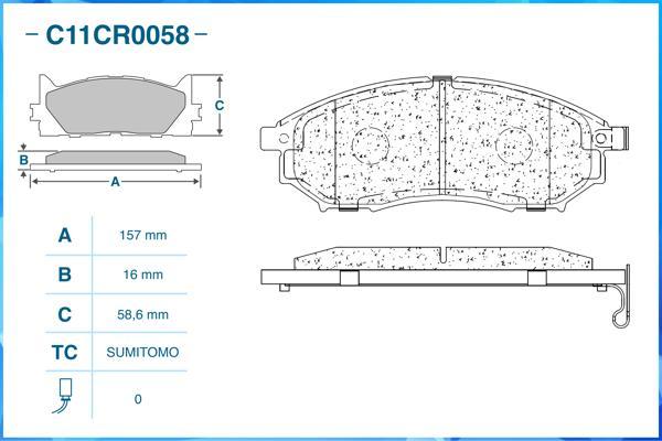 Cworks C11CR0058 - Гальмівні колодки, дискові гальма autocars.com.ua