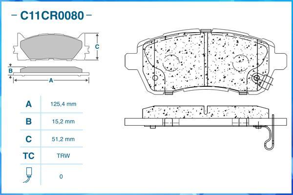 Cworks C11CR0080 - Гальмівні колодки, дискові гальма autocars.com.ua