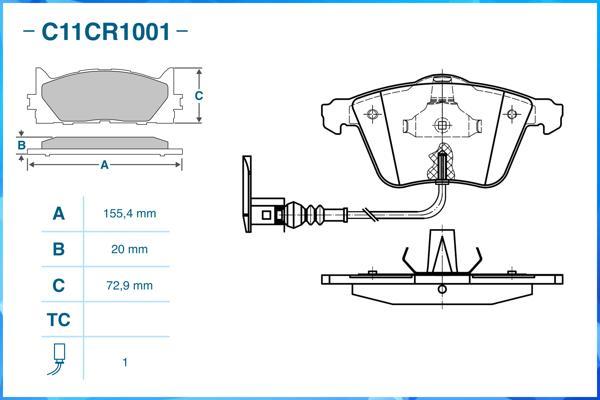 Cworks C11CR1001 - Гальмівні колодки, дискові гальма autocars.com.ua