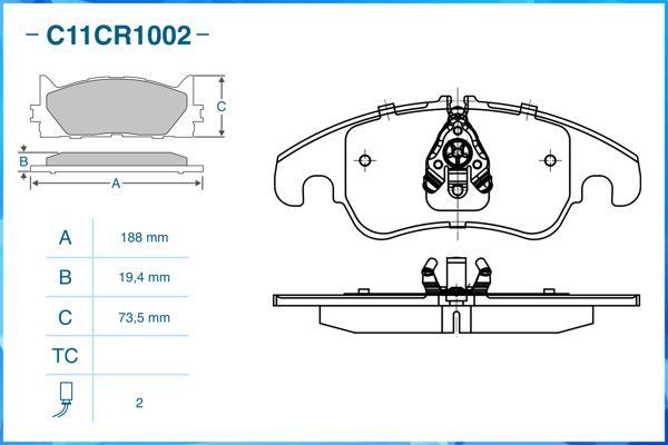 Cworks C11CR1002 - Гальмівні колодки, дискові гальма autocars.com.ua