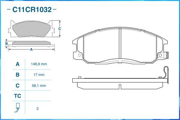 Cworks C11CR1032 - Гальмівні колодки, дискові гальма autocars.com.ua