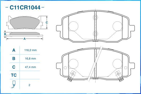 Cworks C11CR1044 - Гальмівні колодки, дискові гальма autocars.com.ua