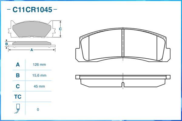 Cworks C11CR1045 - Гальмівні колодки, дискові гальма autocars.com.ua