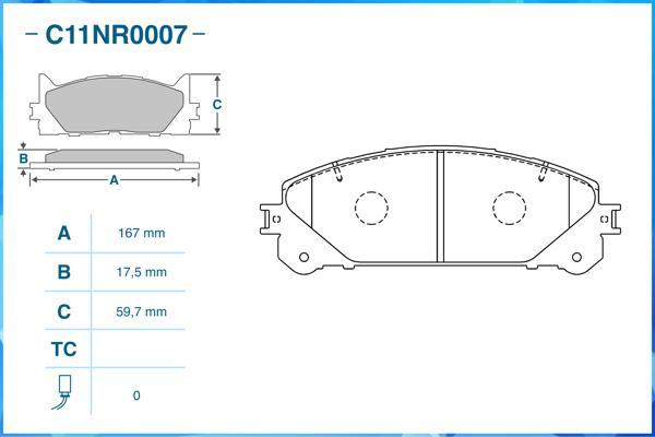 Cworks C11NR0007 - Гальмівні колодки, дискові гальма autocars.com.ua