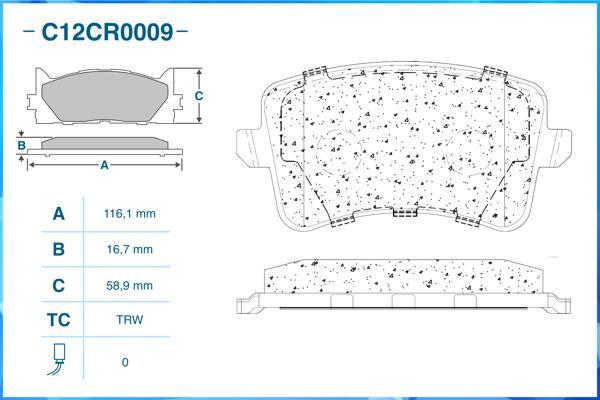 Cworks C12CR0009 - Гальмівні колодки, дискові гальма autocars.com.ua