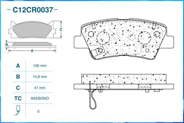 Cworks C12CR0037 - Гальмівні колодки, дискові гальма autocars.com.ua