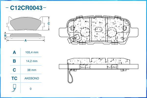 Cworks C12CR0043 - Гальмівні колодки, дискові гальма autocars.com.ua