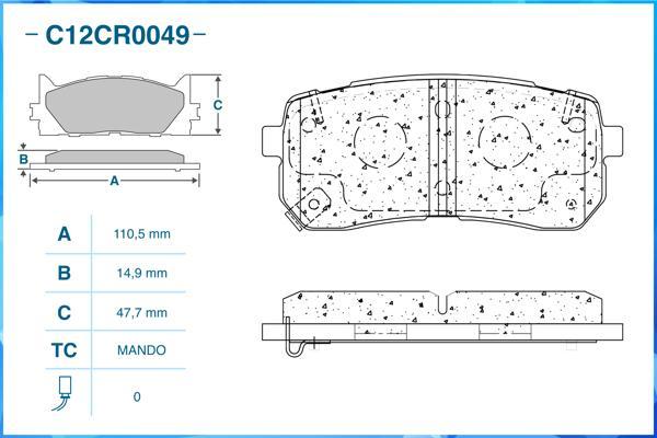 Cworks C12CR0049 - Гальмівні колодки, дискові гальма autocars.com.ua