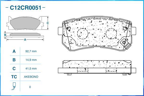 Cworks C12CR0051 - Гальмівні колодки, дискові гальма autocars.com.ua