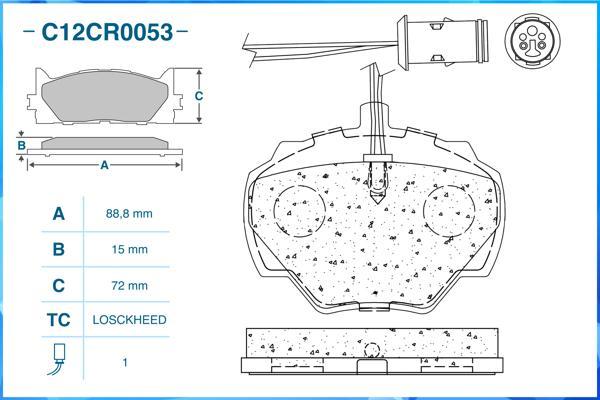 Cworks C12CR0053 - Гальмівні колодки, дискові гальма autocars.com.ua