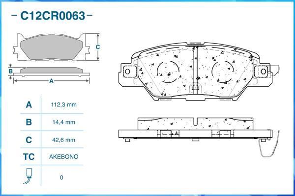 Cworks C12CR0063 - Гальмівні колодки, дискові гальма autocars.com.ua