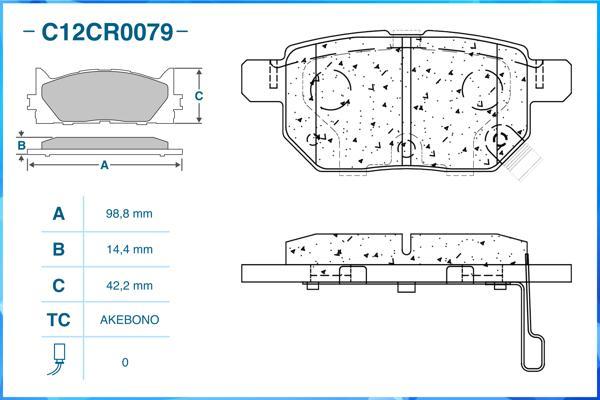 Cworks C12CR0079 - Гальмівні колодки, дискові гальма autocars.com.ua