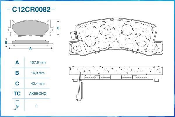 Cworks C12CR0082 - Гальмівні колодки, дискові гальма autocars.com.ua