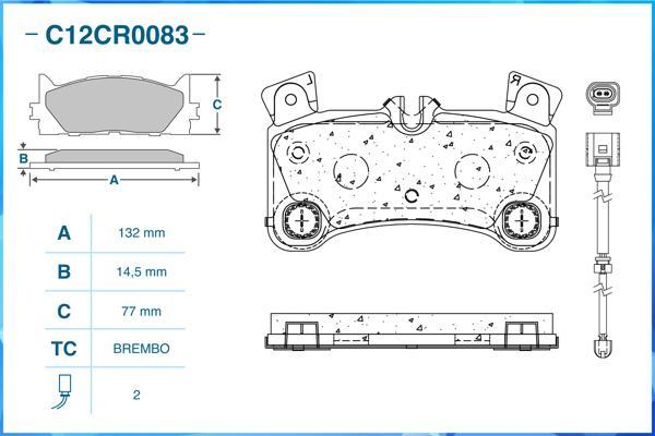 Cworks C12CR0083 - Гальмівні колодки, дискові гальма autocars.com.ua