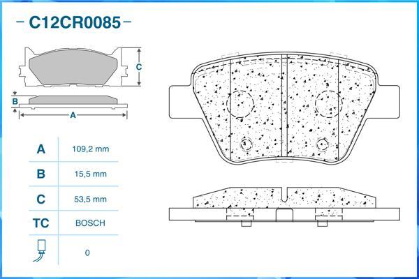 Cworks C12CR0085 - Гальмівні колодки, дискові гальма autocars.com.ua