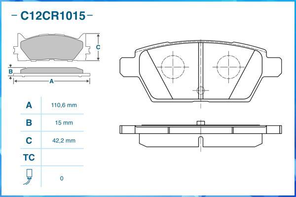 Cworks C12CR1015 - Гальмівні колодки, дискові гальма autocars.com.ua