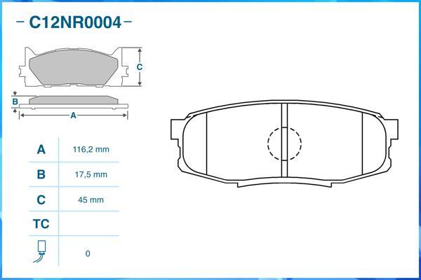 Cworks C12NR0004 - Гальмівні колодки, дискові гальма autocars.com.ua