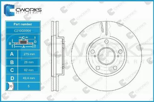 Cworks C210G0004 - Гальмівний диск autocars.com.ua