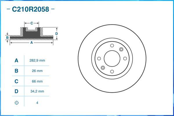 Cworks C210R2058 - Гальмівний диск autocars.com.ua