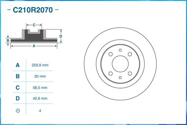 Cworks C210R2070 - Гальмівний диск autocars.com.ua