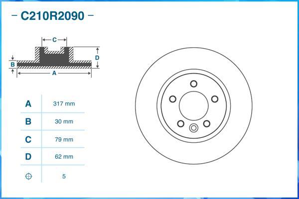 Cworks C210R2090 - Гальмівний диск autocars.com.ua