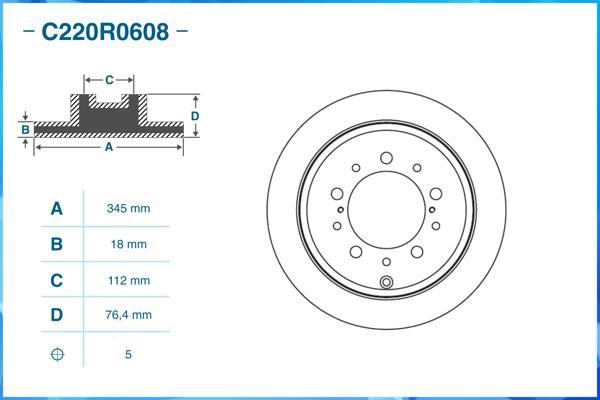 Cworks C220R0608 - Гальмівний диск autocars.com.ua