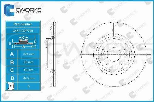 Cworks G4611Q2P700 - Гальмівний диск autocars.com.ua