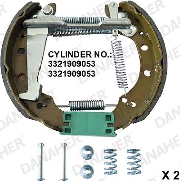 Danaher 210.01.10127A - Комплект гальм, барабанний механізм autocars.com.ua