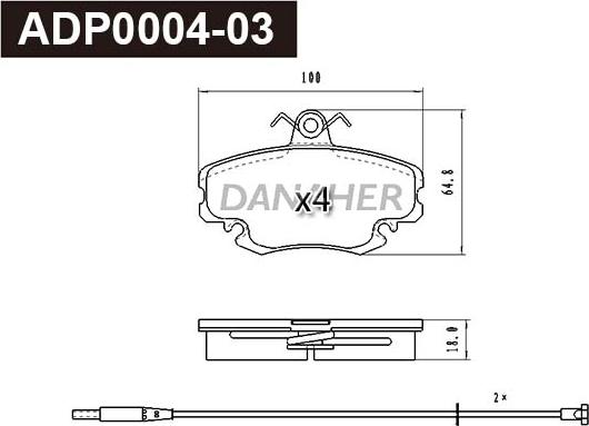 Danaher ADP0004-03 - Гальмівні колодки, дискові гальма autocars.com.ua