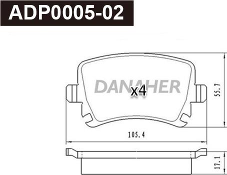 Danaher ADP0005-02 - Гальмівні колодки, дискові гальма autocars.com.ua