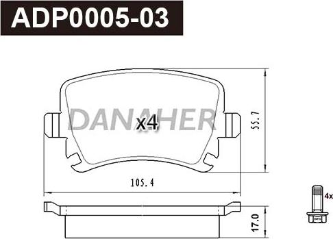 Danaher ADP0005-03 - Гальмівні колодки, дискові гальма autocars.com.ua