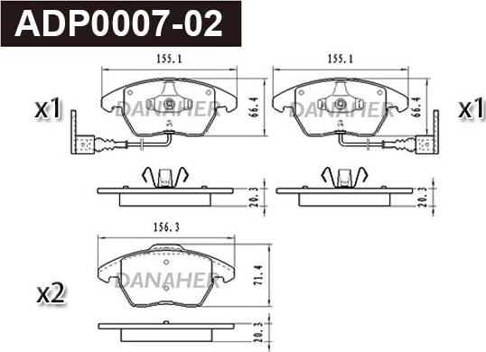 Danaher ADP0007-02 - Гальмівні колодки, дискові гальма autocars.com.ua