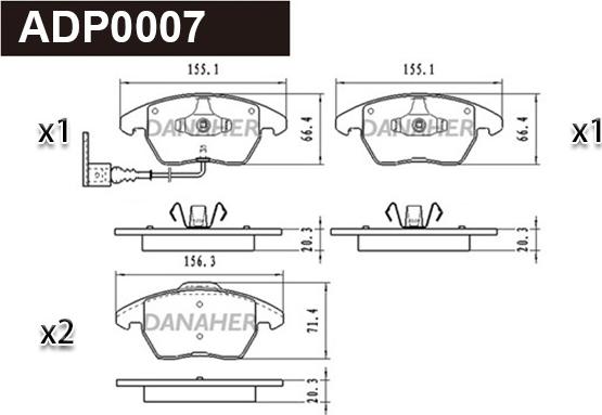 Danaher ADP0007 - Гальмівні колодки, дискові гальма autocars.com.ua