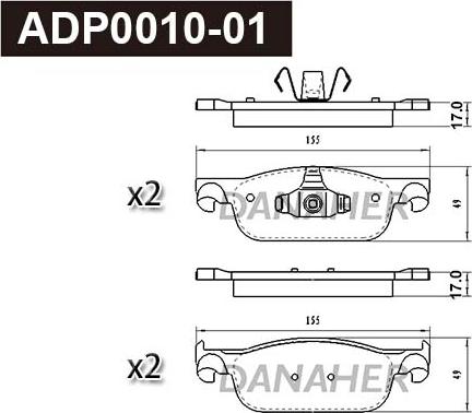 Danaher ADP0010-01 - Гальмівні колодки, дискові гальма autocars.com.ua