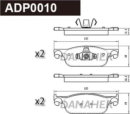 Danaher ADP0010 - Гальмівні колодки, дискові гальма autocars.com.ua