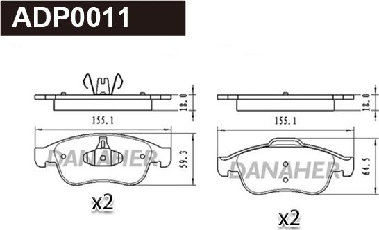 Danaher ADP0011 - Гальмівні колодки, дискові гальма autocars.com.ua