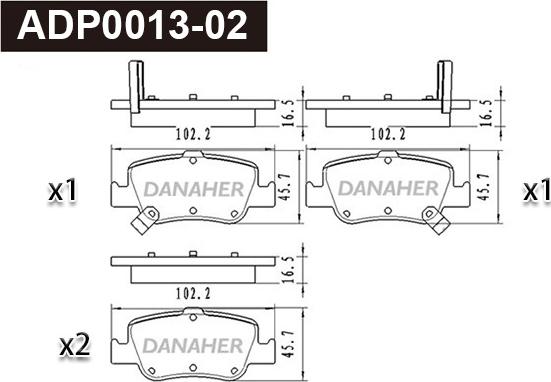 Danaher ADP0013-02 - Гальмівні колодки, дискові гальма autocars.com.ua