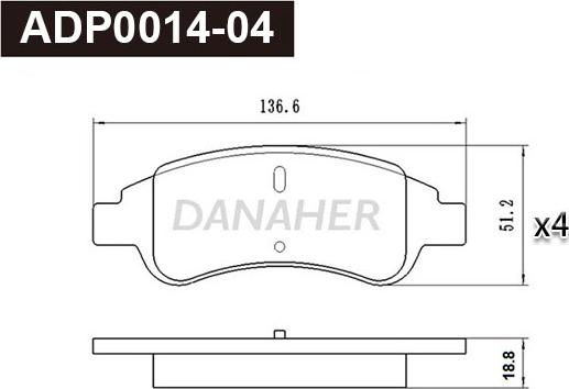 Danaher ADP0014-04 - Гальмівні колодки, дискові гальма autocars.com.ua