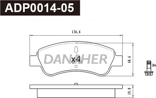 Danaher ADP0014-05 - Гальмівні колодки, дискові гальма autocars.com.ua