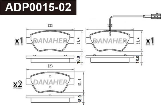 Danaher ADP0015-02 - Гальмівні колодки, дискові гальма autocars.com.ua