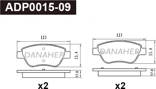 Danaher ADP0015-09 - Гальмівні колодки, дискові гальма autocars.com.ua