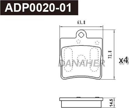 Danaher ADP0020-01 - Гальмівні колодки, дискові гальма autocars.com.ua