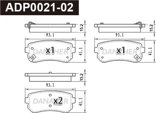 Danaher ADP0021-02 - Гальмівні колодки, дискові гальма autocars.com.ua
