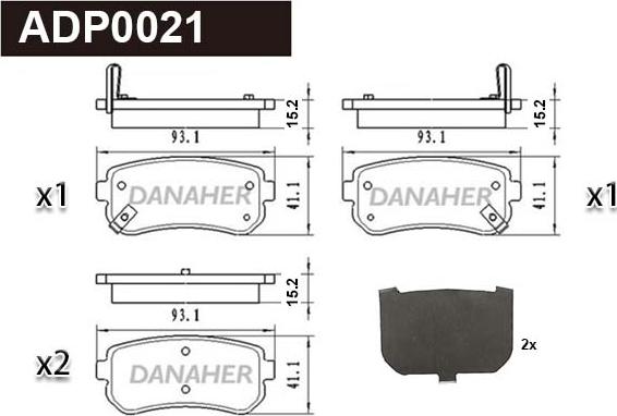 Danaher ADP0021 - Гальмівні колодки, дискові гальма autocars.com.ua